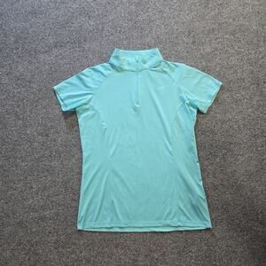 Piper Top Womens Medium Green Zip Short Sleeve Vented Performance Horse Riding